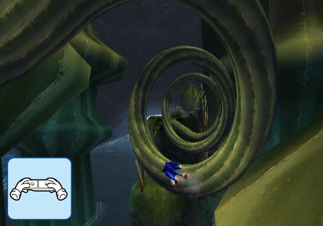 Sonic and the Secret Rings screenshot: stylized 3d, third-person, no outlines, soft gradient (environment, character)