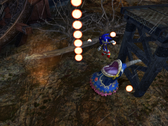 Sonic and the Secret Rings screenshot: stylized 3d, third-person, no outlines, soft gradient (environment, character, combat)