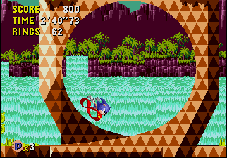 Sonic CD screenshot: pixel art, side-scrolling, colored outlines, dithered shading (environment)