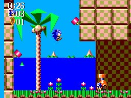 Sonic Chaos screenshot: pixel art, side-scrolling (environment)