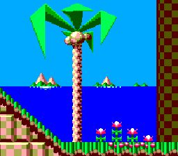 Sonic Chaos screenshot: pixel art, side-scrolling (environment)