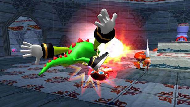 Sonic Heroes screenshot: stylized 3d, third-person, no outlines, soft gradient (environment, character, combat)