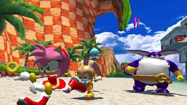 Sonic Heroes screenshot: stylized 3d, third-person, no outlines, soft gradient (environment, character)