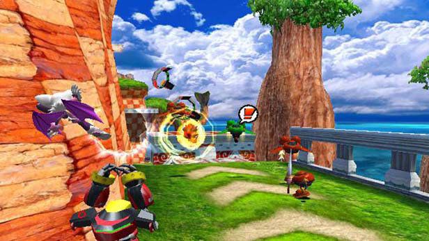 Sonic Heroes screenshot: stylized 3d, third-person, no outlines, soft gradient (environment, character, combat)