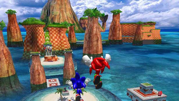 Sonic Heroes screenshot: stylized 3d, third-person, no outlines, soft gradient (environment, character)