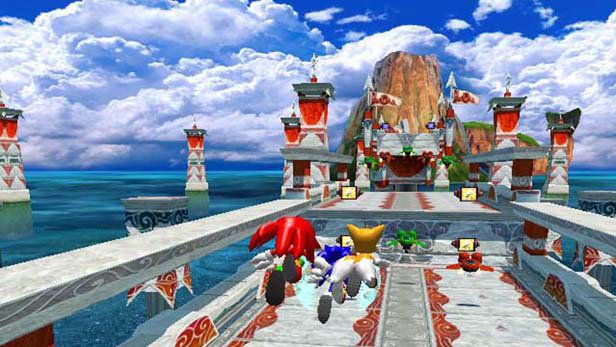 Sonic Heroes screenshot: stylized 3d, third-person, no outlines, soft gradient (environment, character)