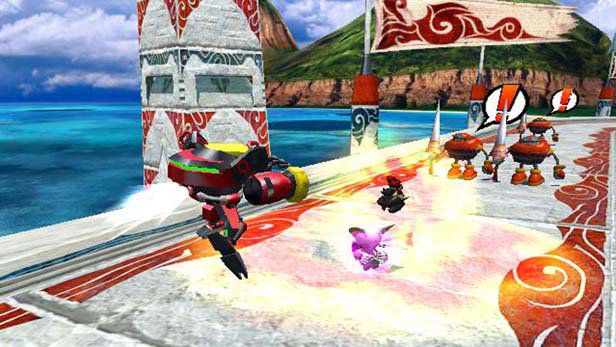 Sonic Heroes screenshot: stylized 3d, third-person, no outlines, soft gradient (environment, character, combat)