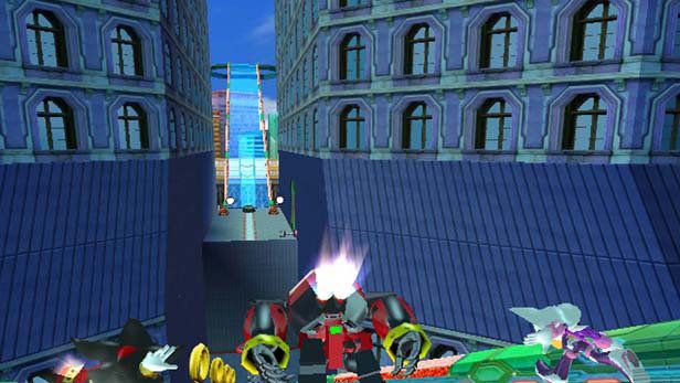 Sonic Heroes screenshot: stylized 3d, third-person, no outlines, soft gradient (environment, character)