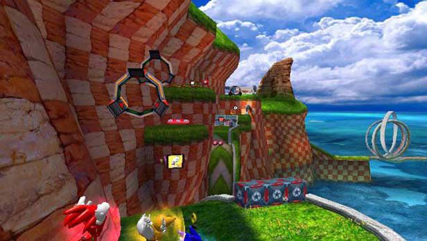 Sonic Heroes screenshot: stylized 3d, third-person, no outlines, soft gradient (environment, character)