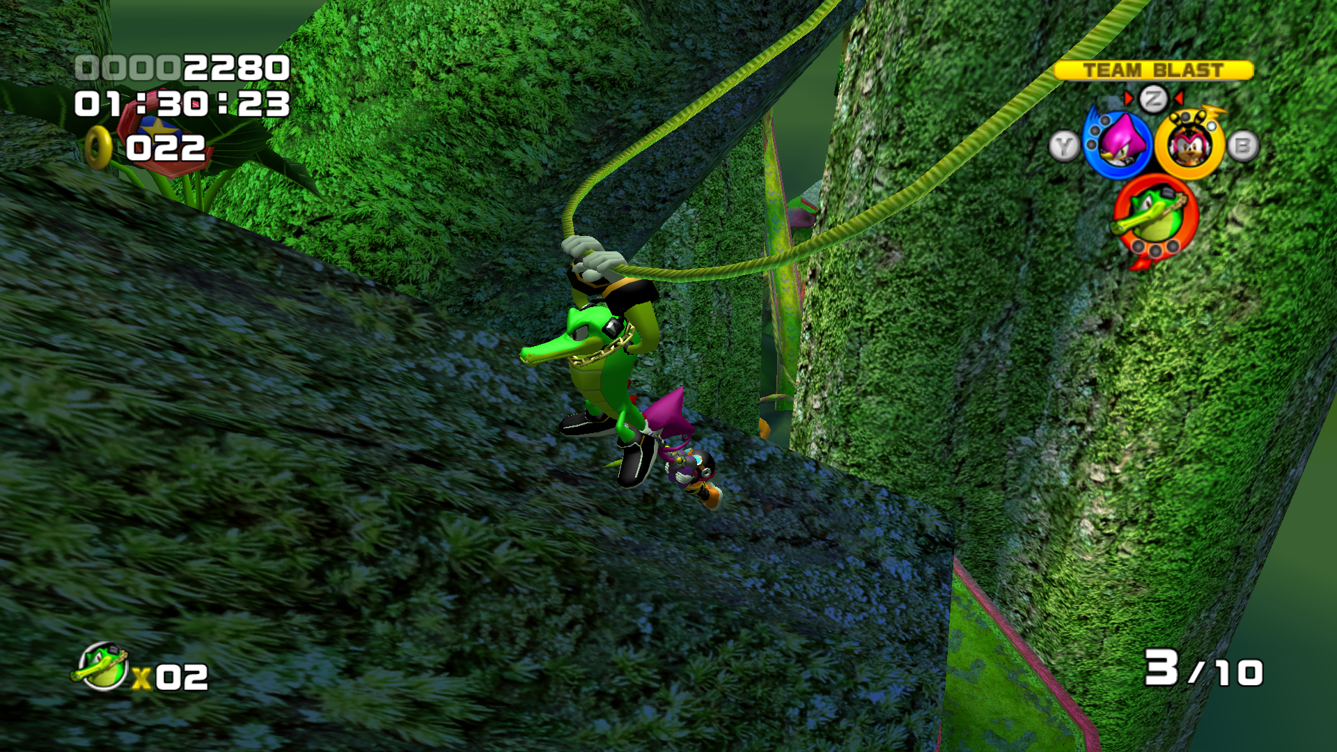 Sonic Heroes screenshot: stylized 3d, third-person, no outlines, soft gradient (environment, character)