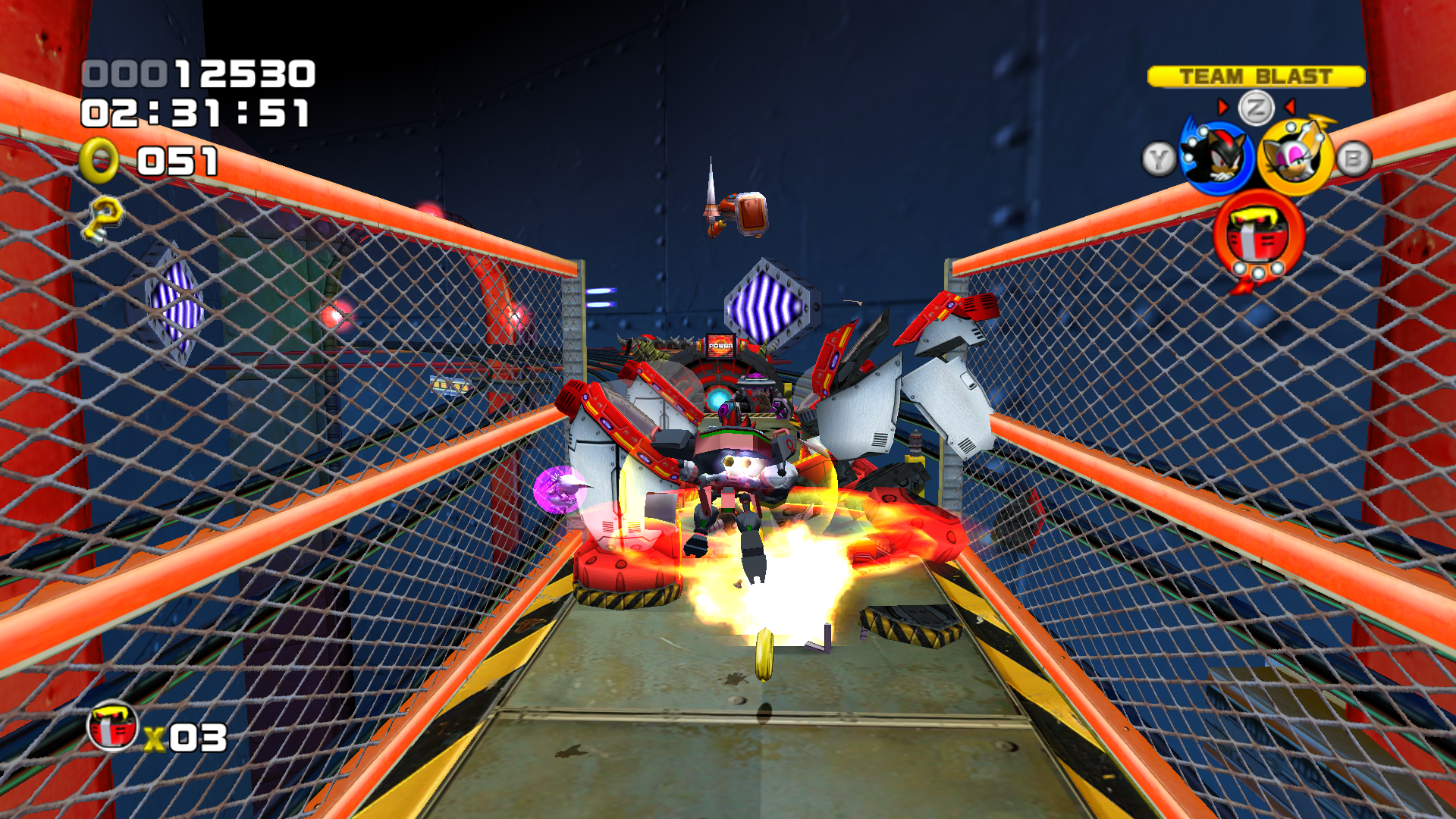 Sonic Heroes screenshot: stylized 3d, third-person, no outlines, soft gradient (environment, combat)
