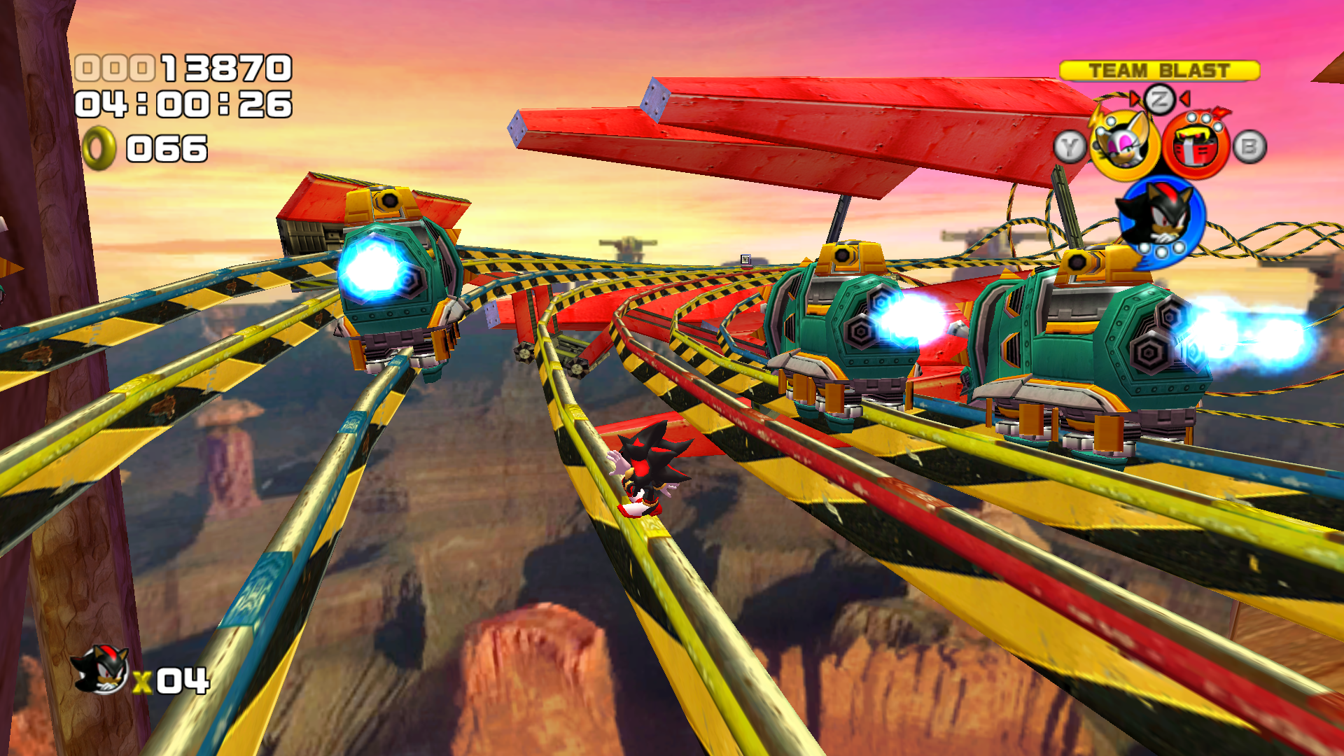 Sonic Heroes screenshot: stylized 3d, third-person, no outlines, soft gradient (environment, character)