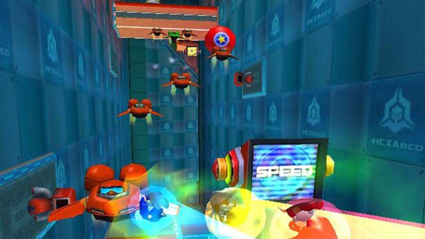 Sonic Heroes screenshot: stylized 3d, third-person, no outlines, soft gradient (environment, combat)