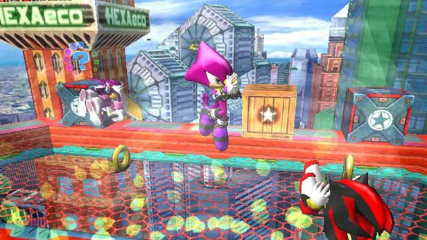 Sonic Heroes screenshot: stylized 3d, third-person, no outlines, soft gradient (environment, character)