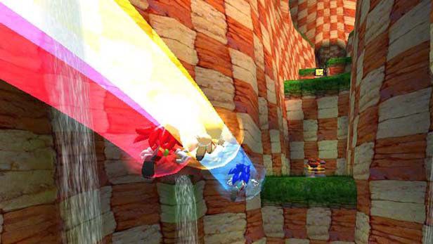 Sonic Heroes screenshot: stylized 3d, third-person, no outlines, soft gradient (environment, character)
