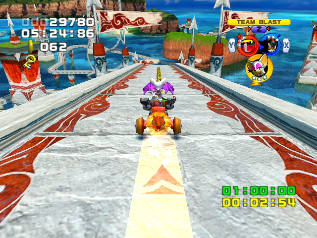 Sonic Heroes screenshot: stylized 3d, third-person, no outlines, soft gradient (environment, character)