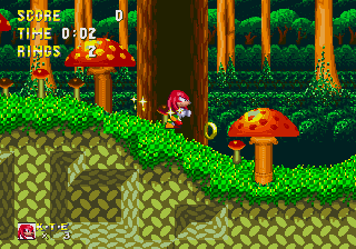 Sonic & Knuckles screenshot: pixel art, side-scrolling, colored outlines, dithered shading (environment, character)