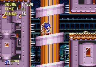Sonic & Knuckles screenshot: pixel art, side-scrolling, colored outlines, dithered shading (environment)