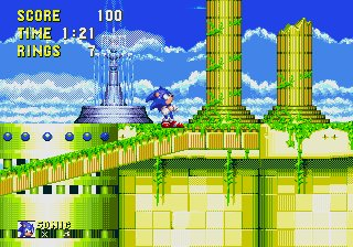 Sonic & Knuckles screenshot: pixel art, side-scrolling, colored outlines, dithered shading (environment)