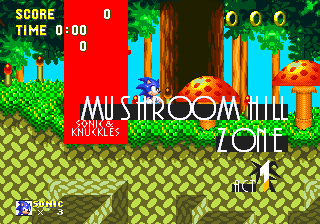 Sonic & Knuckles screenshot: pixel art, side-scrolling, colored outlines, dithered shading (environment, character)