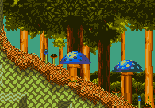 Sonic & Knuckles screenshot: pixel art, side-scrolling, colored outlines, dithered shading (environment)