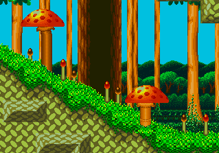 Sonic & Knuckles screenshot: pixel art, side-scrolling, colored outlines, dithered shading (environment)