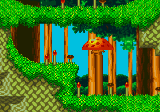 Sonic & Knuckles screenshot: pixel art, side-scrolling, colored outlines, dithered shading (environment)