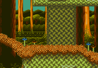 Sonic & Knuckles screenshot: pixel art, side-scrolling, colored outlines, dithered shading (environment)