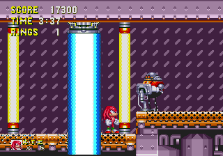 Sonic & Knuckles screenshot: pixel art, side-scrolling, colored outlines, dithered shading (environment, combat)