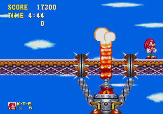 Sonic & Knuckles screenshot: pixel art, side-scrolling, colored outlines, dithered shading (environment, combat)