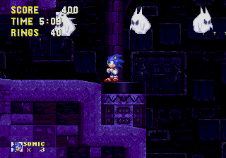 Sonic & Knuckles screenshot: pixel art, side-scrolling, colored outlines, dithered shading (environment)