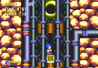 Sonic & Knuckles screenshot: pixel art, side-scrolling, colored outlines, dithered shading (environment)