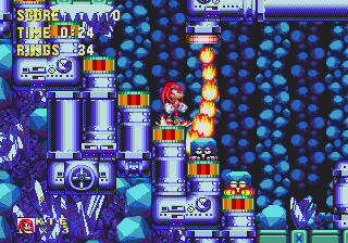 Sonic & Knuckles screenshot: pixel art, side-scrolling, colored outlines, dithered shading (environment)