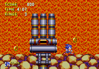 Sonic & Knuckles screenshot: pixel art, side-scrolling, colored outlines, dithered shading (environment)