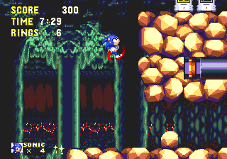 Sonic & Knuckles screenshot: pixel art, side-scrolling, colored outlines, dithered shading (environment)