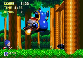 Sonic & Knuckles screenshot: pixel art, side-scrolling, colored outlines, dithered shading (environment, character, combat)