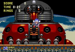 Sonic & Knuckles screenshot: pixel art, side-scrolling, colored outlines, dithered shading (environment, character, combat)