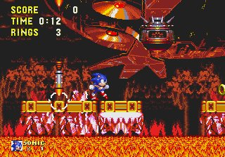 Sonic & Knuckles screenshot: pixel art, side-scrolling, colored outlines, dithered shading (environment)