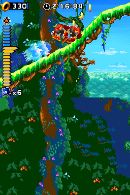 Sonic Rush screenshot: pixel art, stylized 3d, side-scrolling (environment, character, combat)