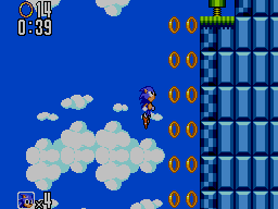 Sonic the Hedgehog 2 screenshot: pixel art, side-scrolling, black outlines (environment)