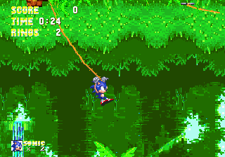 Sonic the Hedgehog 3 screenshot: pixel art, side-scrolling, selective outlines, baked lighting (environment)