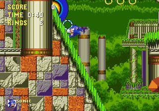 Sonic the Hedgehog 3 screenshot: pixel art, side-scrolling, selective outlines, baked lighting (environment)