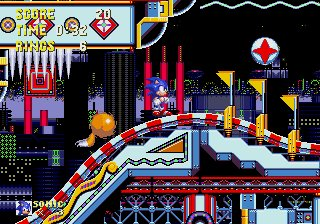 Sonic the Hedgehog 3 screenshot: pixel art, side-scrolling, selective outlines, baked lighting (environment)