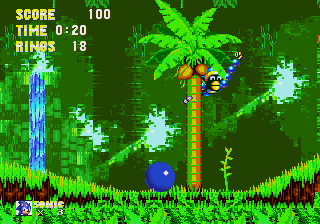 Sonic the Hedgehog 3 screenshot: pixel art, side-scrolling, selective outlines, baked lighting (environment)