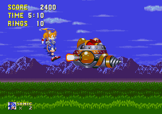Sonic the Hedgehog 3 screenshot: pixel art, side-scrolling, selective outlines, baked lighting (environment, combat)