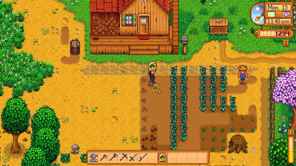 Stardew Valley screenshot: pixel art, three-quarter, colored outlines, flat / unlit (environment)