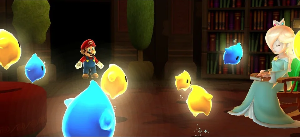 Super Mario 3D All-Stars screenshot: stylized 3d, third-person, no outlines, soft gradient (character, cutscene)