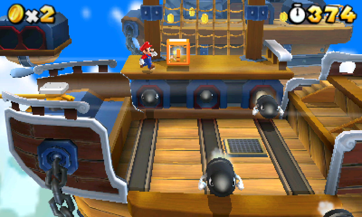 Super Mario 3D Land screenshot: stylized 3d, third-person, no outlines, soft gradient (environment)