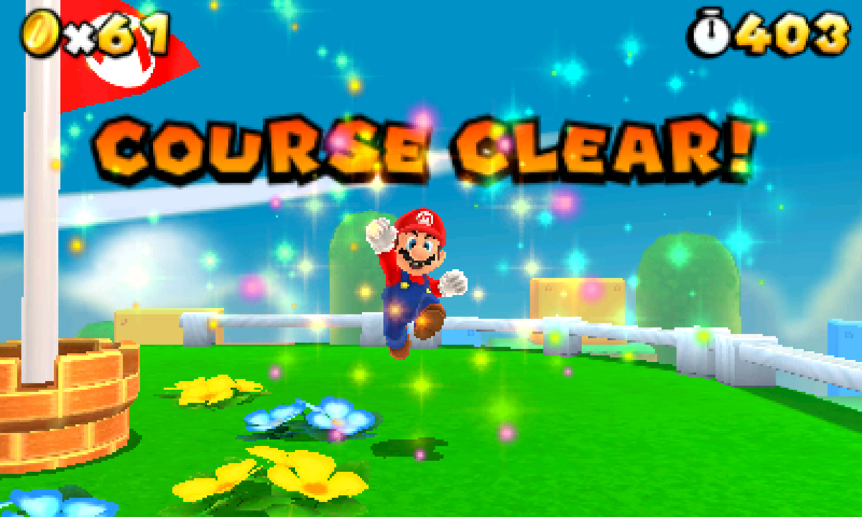 Super Mario 3D Land screenshot: stylized 3d, third-person, no outlines, soft gradient (character)
