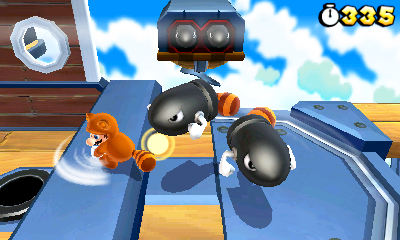 Super Mario 3D Land screenshot: stylized 3d, third-person, no outlines, soft gradient (environment, character, combat)